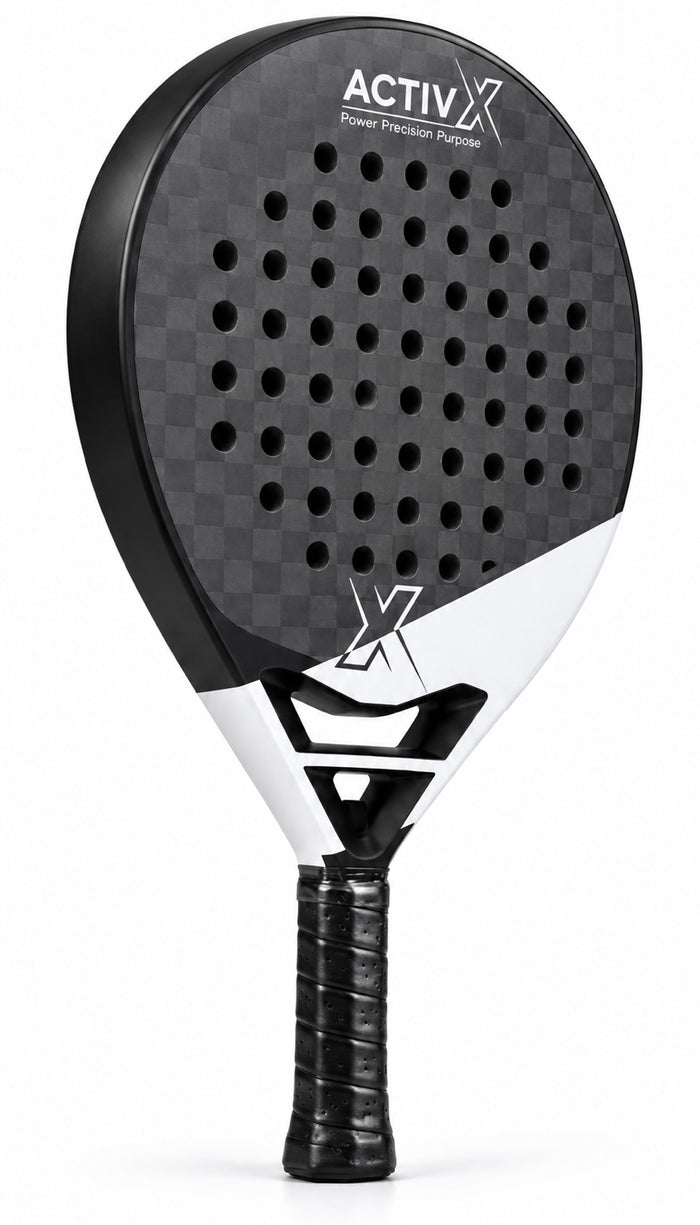 ACTIVX Padel Racket in black and white — front