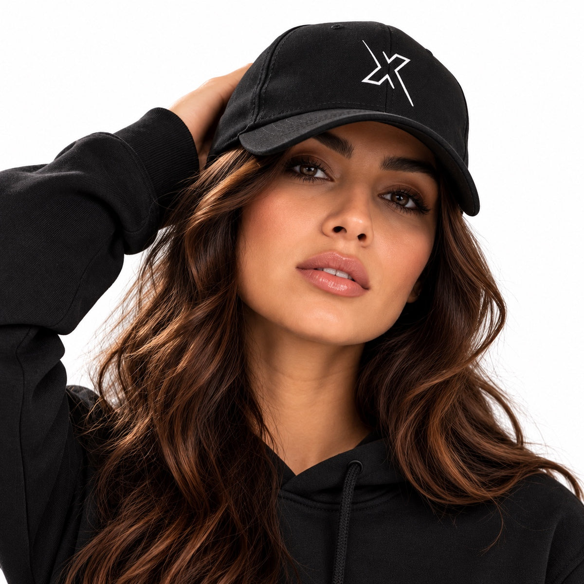 ACTIVX Baseball Cap in Black — female front view