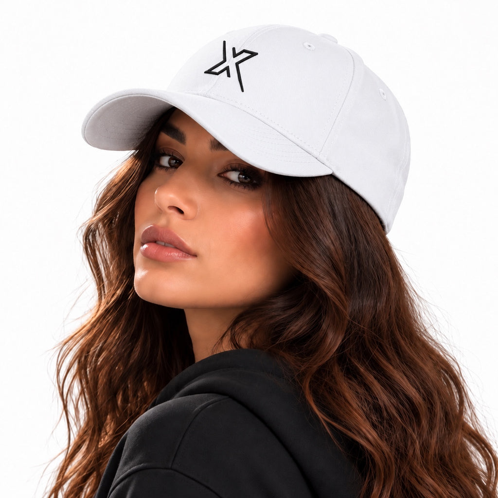 ACTIVX Baseball Cap in White — female side view