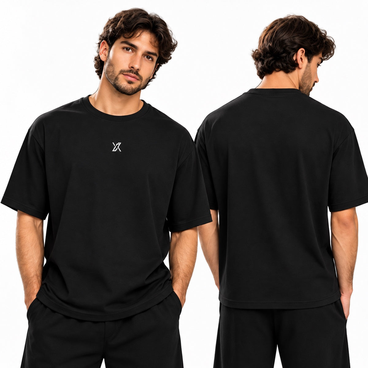 ACTIVX Men's Basic T-Shirt in Black — front and back