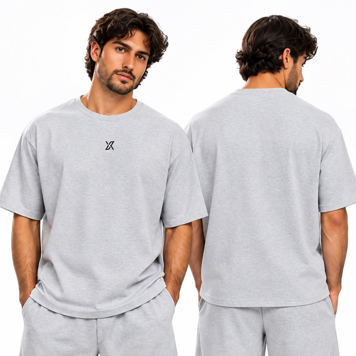 ACTIVX Men's Basic T-Shirt in Grey — front and back