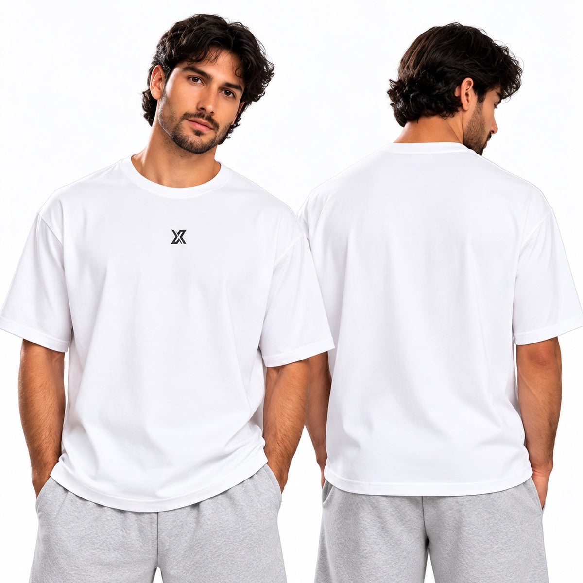 ACTIVX Men's Basic T-Shirt in White — front and back
