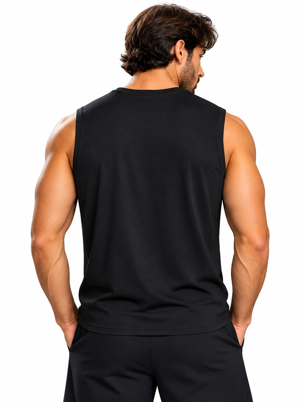 ACTIVX Men's Tank Top in Black — back view