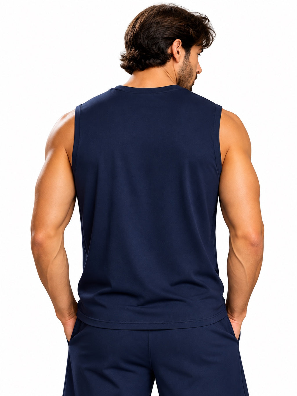 ACTIVX Men's Tank Top in Navy — back view