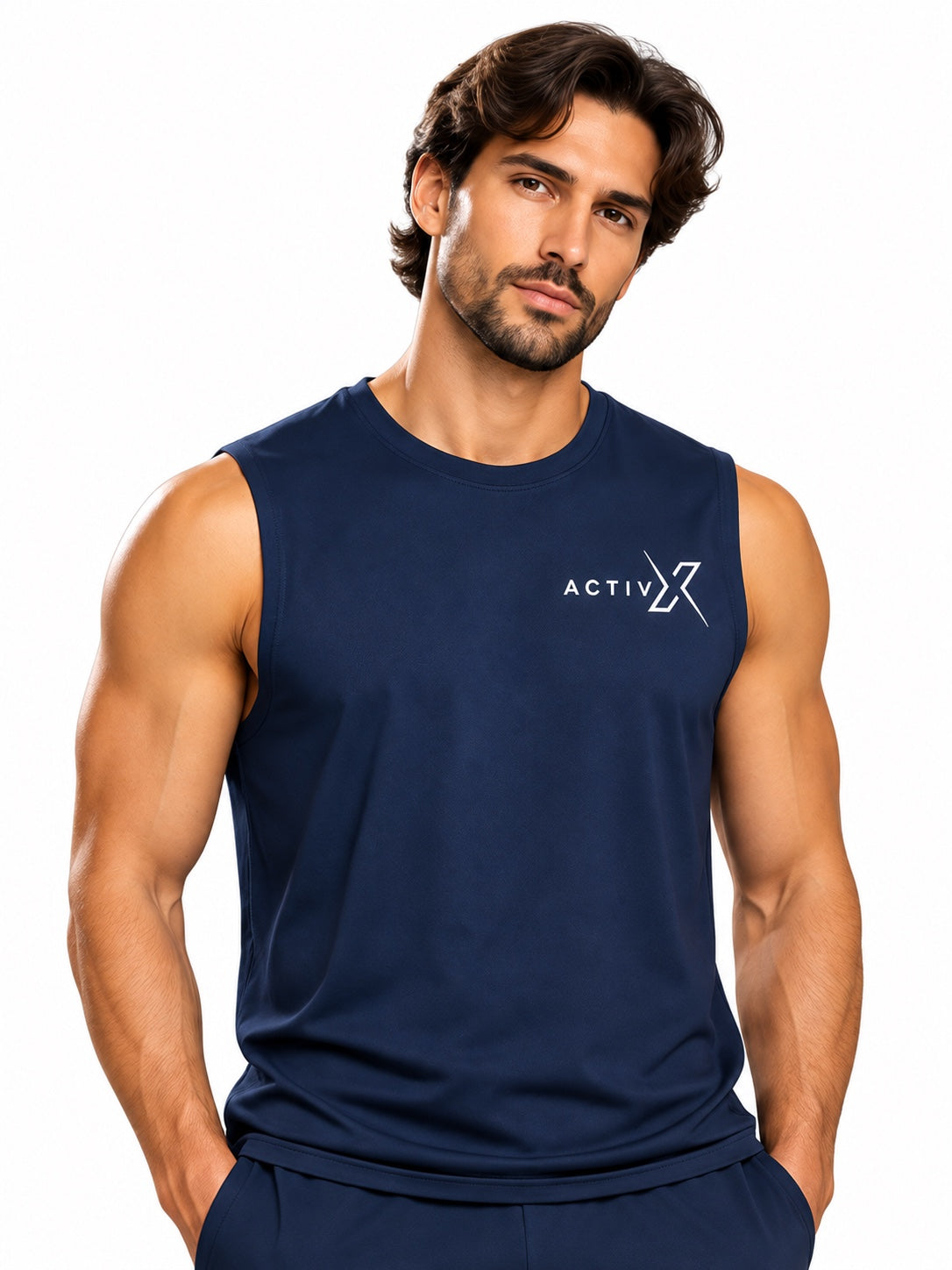 ACTIVX Men's Tank Top in Navy — front view