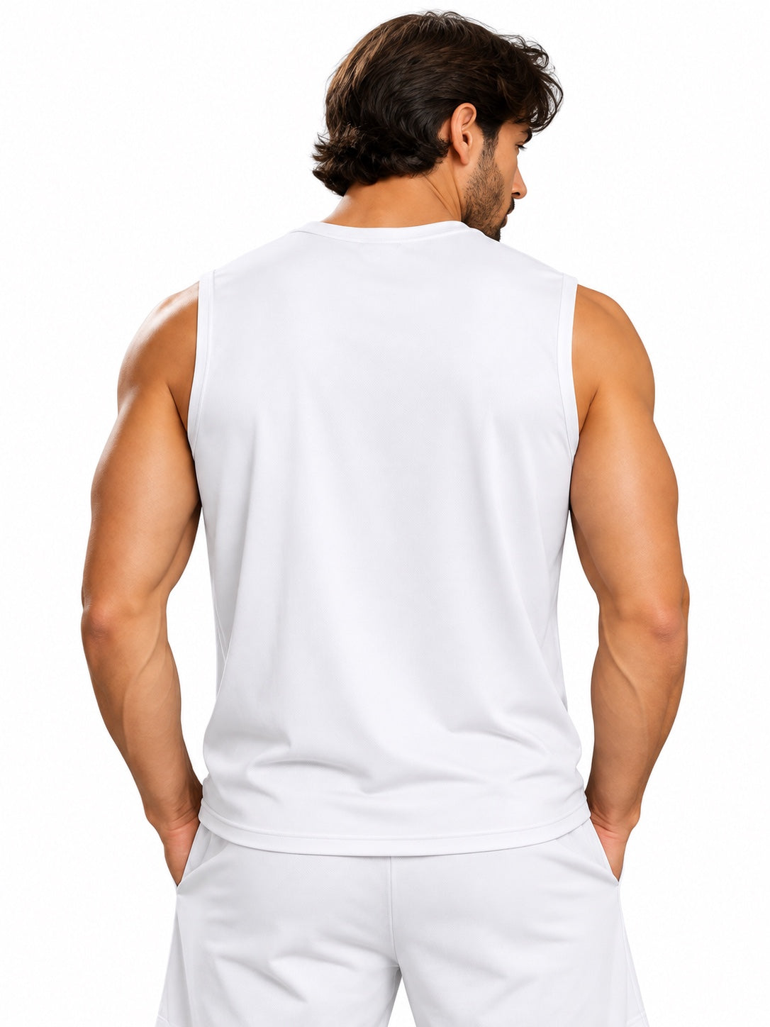 ACTIVX Men's Tank Top in White — back view