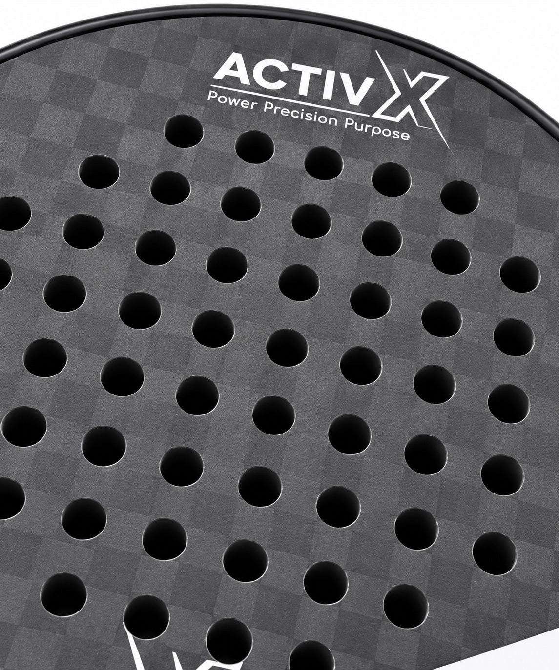 ACTIVX Padel Racket in black and white — face detail