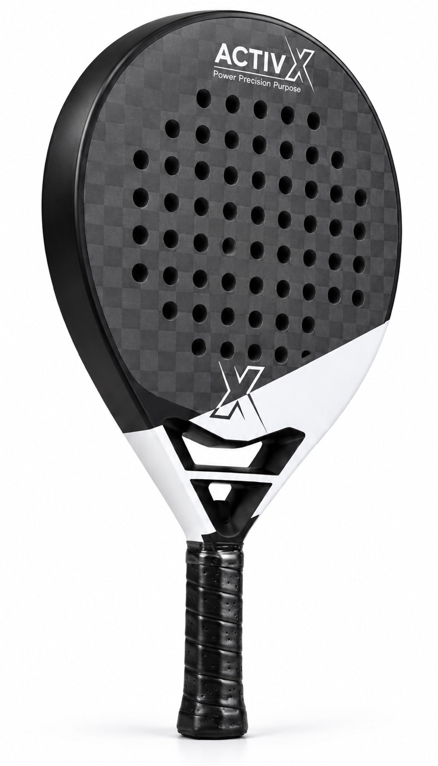 ACTIVX Padel Racket in black and white — front