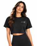ACTIVX Women's Crop Top in Black — front view
