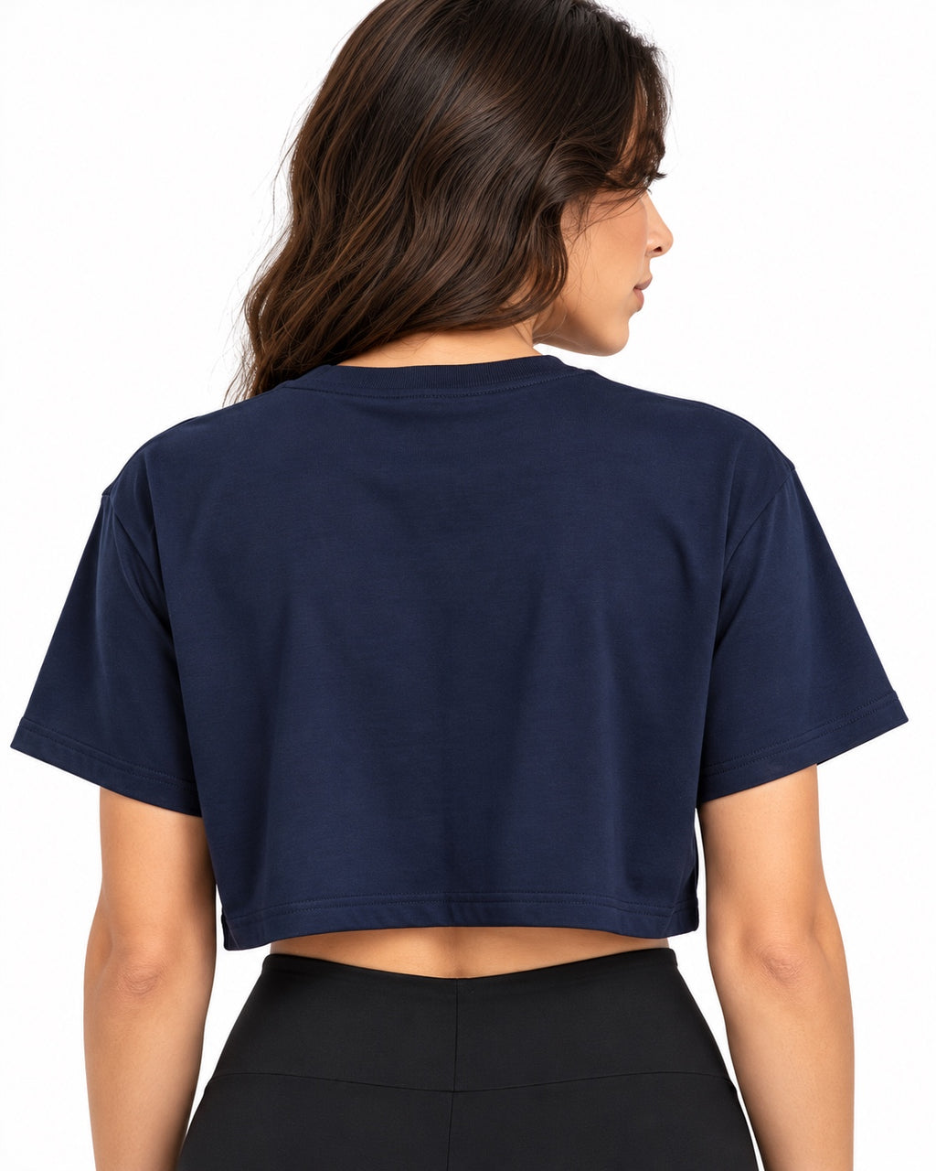 ACTIVX Women's Crop Top in Navy — back view