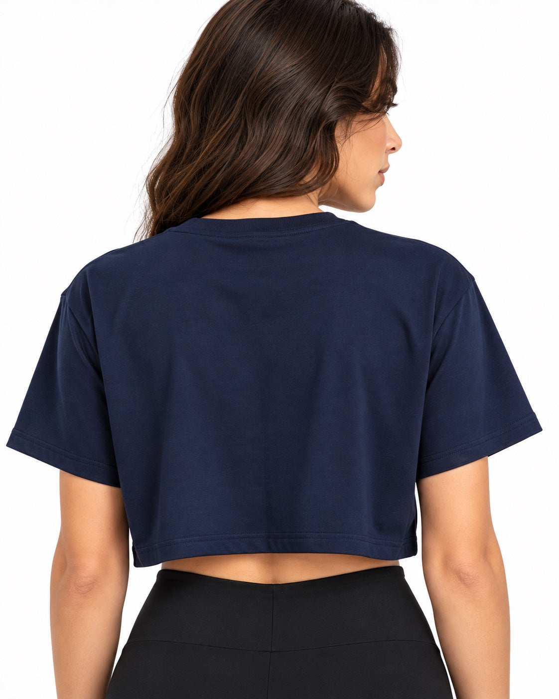 ACTIVX Women's Crop Top in Navy — back view