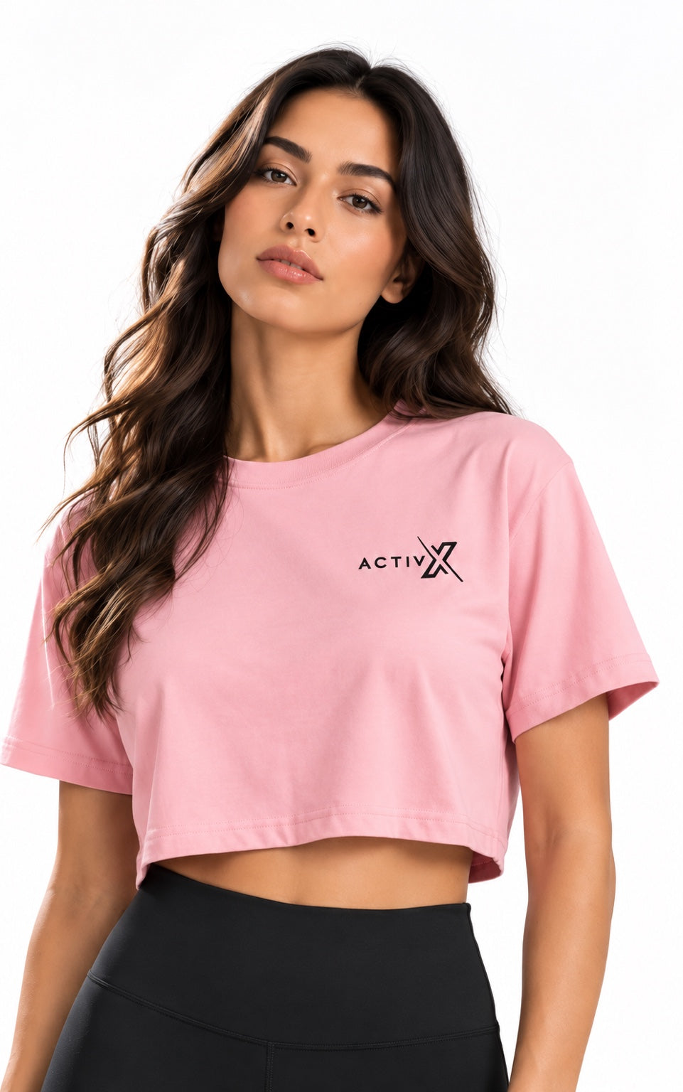 ACTIVX Women's Crop Top in Pink — front view