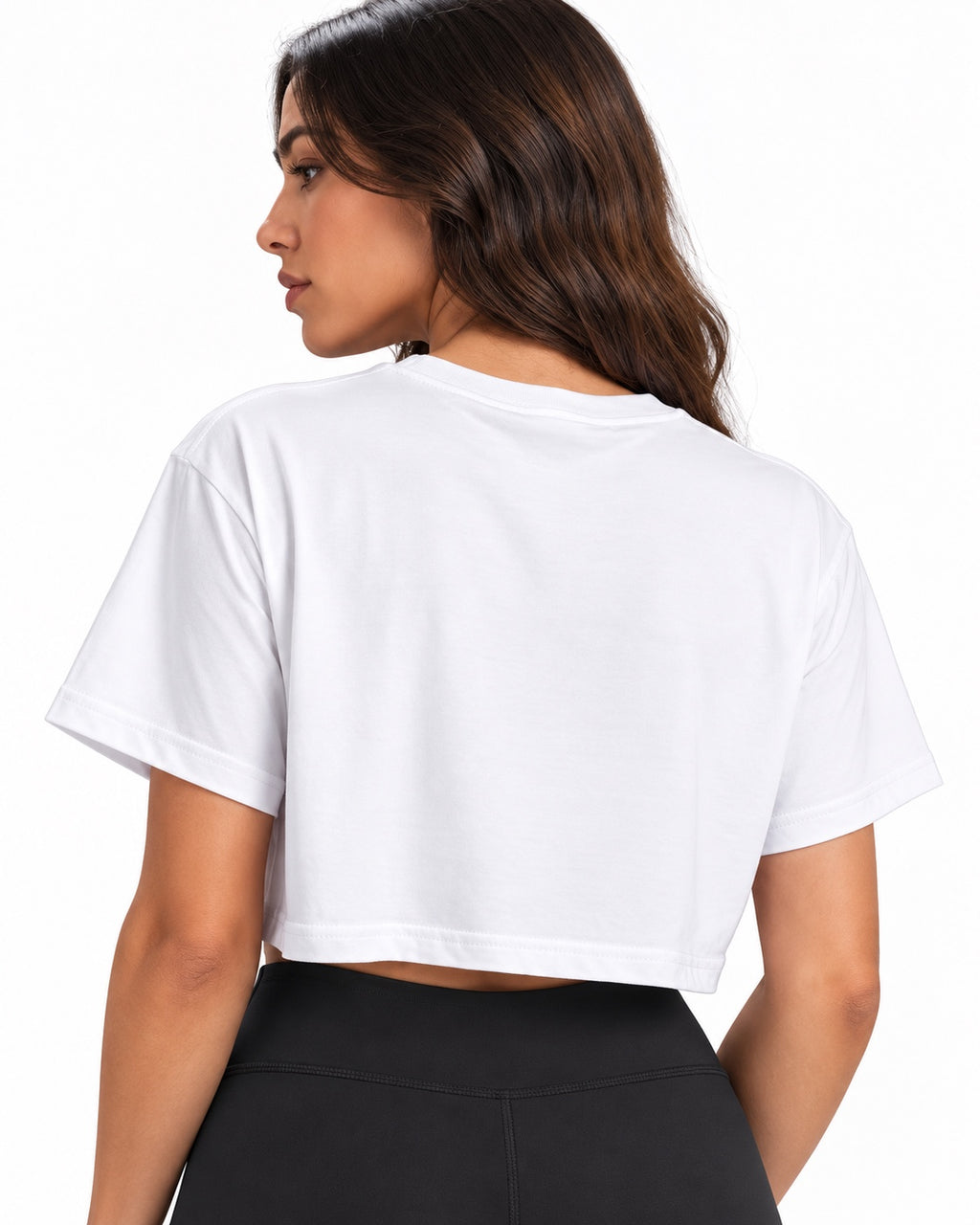 ACTIVX Women's Crop Top in White — back view
