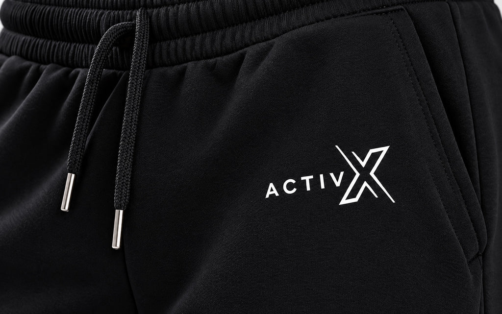 ACTIVX Women's Fleece Joggers in Black — detail view