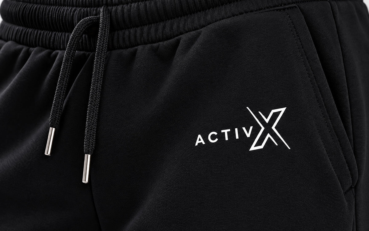 ACTIVX Women's Fleece Joggers in Black — detail view