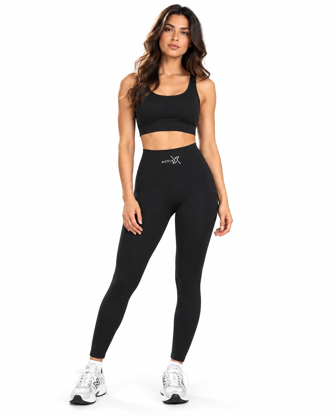 ACTIVX Women's Leggings in Black — front view