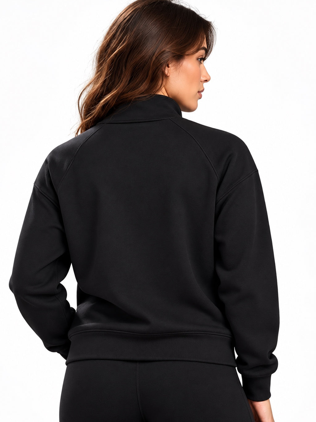 ACTIVX Women's Quarter Zip Sweatshirt in Black — back view
