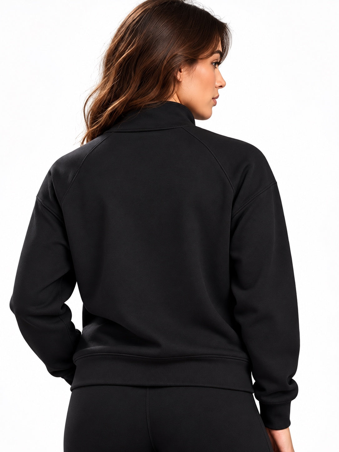 ACTIVX Women's Quarter Zip Sweatshirt in Black — back view