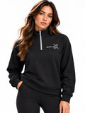 ACTIVX Women's Quarter Zip Sweatshirt in Black — front view