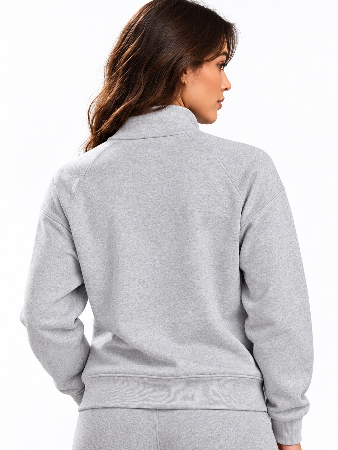 ACTIVX Women's Quarter Zip Sweatshirt in Grey — back view