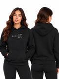 ACTIVX Women's Stringless Hoodie in Black — front and back view