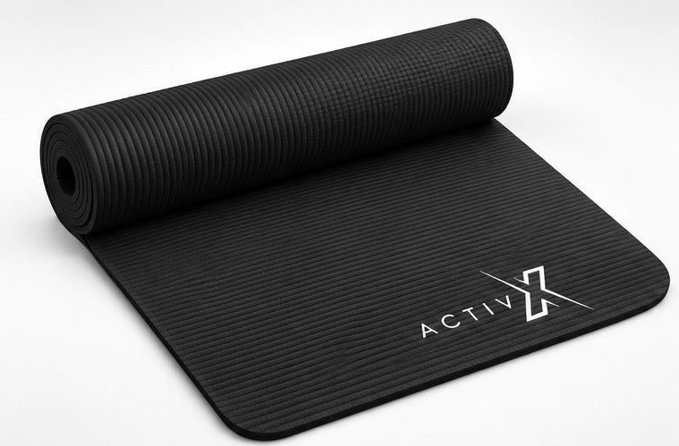 ACTIVX Yoga Mat in Black — unrolled