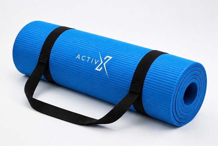 ACTIVX Yoga Mat in Blue — rolled