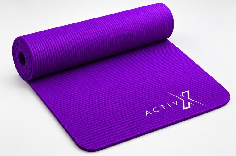 ACTIVX Yoga Mat in Purple — unrolled